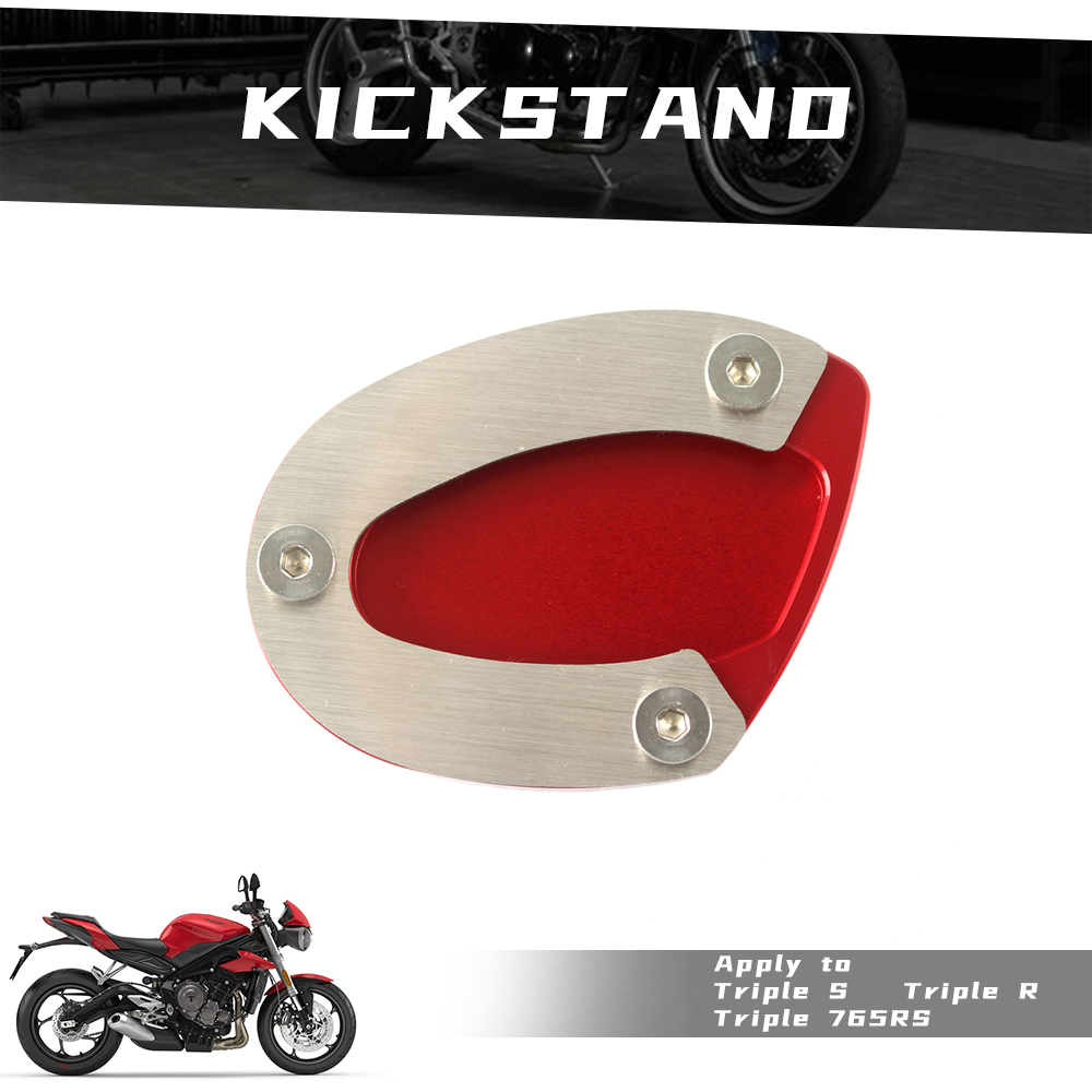 Modification Enlarger Anti-slide Plate Side Kick Foot Stand for TRIUMPH SPEED TRIPLE S/R/RS/765 red Motorcycle Kickstand Pad Support 